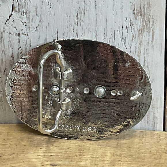 Soaring Eagle Belt Buckle Mens Patriotic Western Floral Gold Tone On Silver Tone - Picture 4 of 6